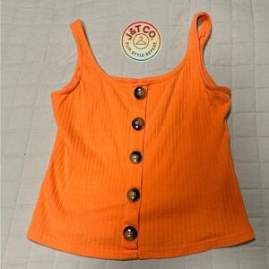 SHEIN Orange Ribbed Buttoned Tank Top